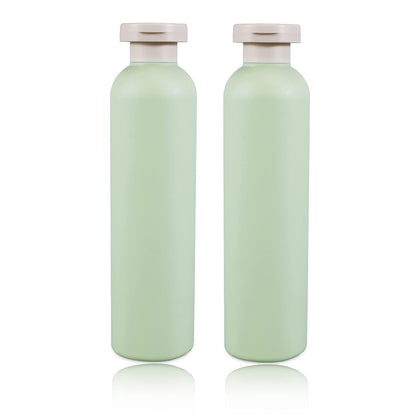 8.8 oz Plastic Travel Shampoo Bottles, Refillable Flip Cap Squeeze Bottles for Toiletries, Large Leakage-proof Travel Shampoo and Conditioner Container (Blue and Green)