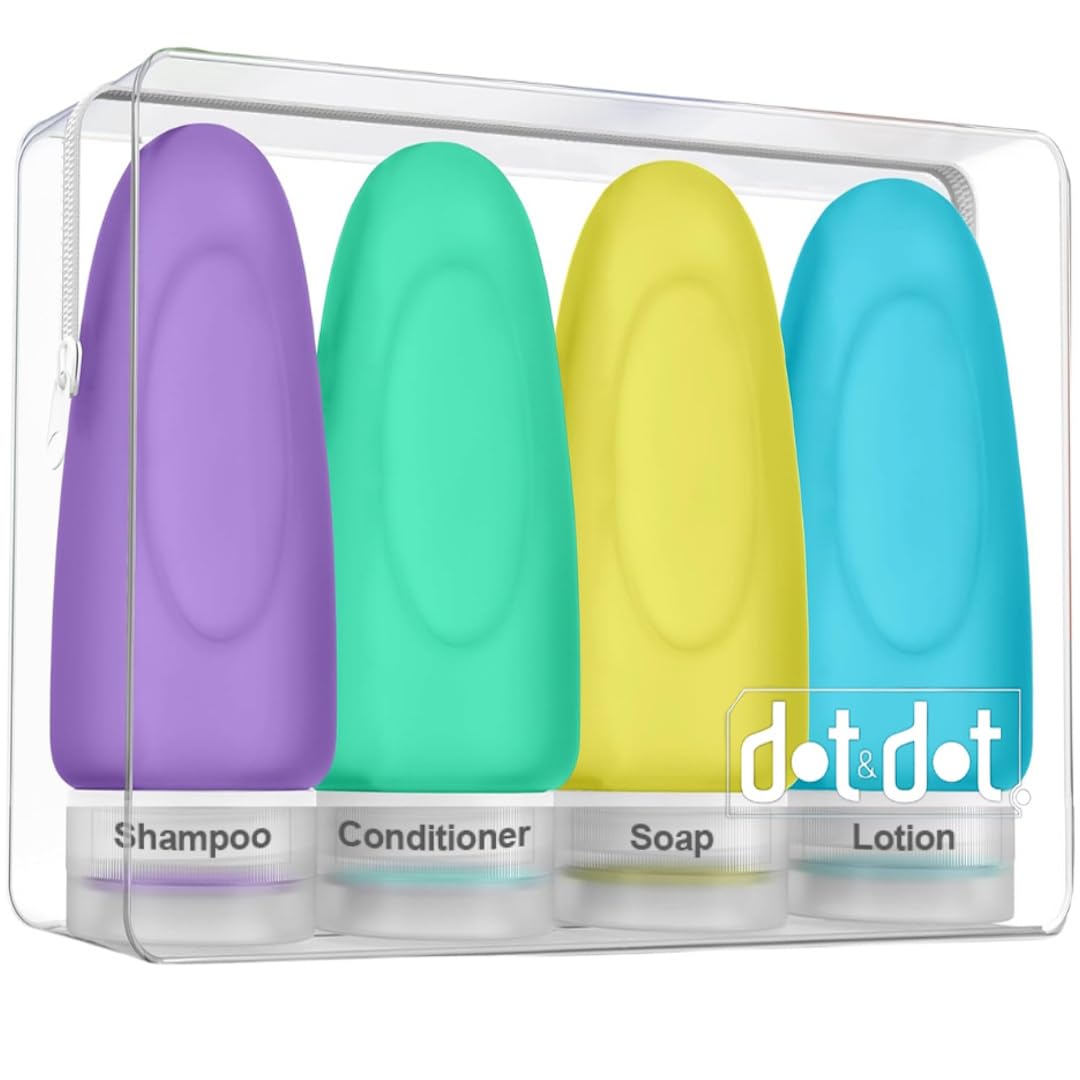 Travel Pouches for Toiletries, 13 Pack TSA Approved Refillable Travel Liquid Pouches, Flat Travel Bottles for Toiletries, Reusable 3oz Portable Containers with Funnel, Labels & Clear Carry On Bag