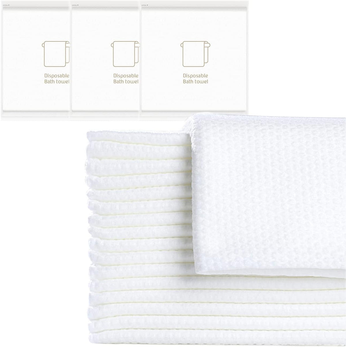 Disposable Bath Towel, Big Shower Towels, Portable Package for Travel,Hotel, Trip, Camping Use. Soft and Large Luxury Body Towels, 27.5 x 55 inch, White, 15 Pack