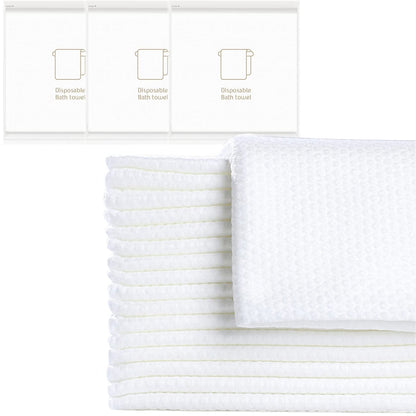 Disposable Bath Towel, Big Shower Towels, Portable Package for Travel,Hotel, Trip, Camping Use. Soft and Large Luxury Body Towels, 27.5 x 55 inch, White, 15 Pack