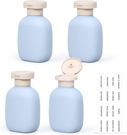 4 Pack 3.4 oz Travel Bottles, Plastic Travel Shampoo Bottles, Empty Plastic Squeeze Bottles with Flip Cap for Toiletries, Leakage-proof Travel Essentials Conditioner Bottle, Blue