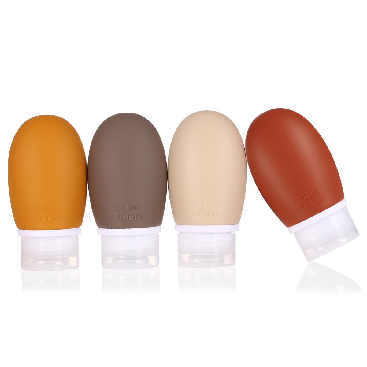 LIYUABU Leak Proof Silicone Travel Bottles,4 Pack 2oz Liquid Squeezable Refillable Portable Accessories/Cosmetic Containers,BPA Free,Travel Size Bottles for Toiletries Shampoo Conditioner Lotion