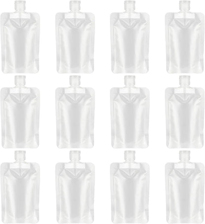YASUOA 12 Pieces 100ml Leakproof Travel Pouches for toiletries Bulk Travel Size Refillable Squeeze Pouches Containers TSA Approved Empty Stand Up Pouch for Lotion Shampoo Liquids 3.4oz