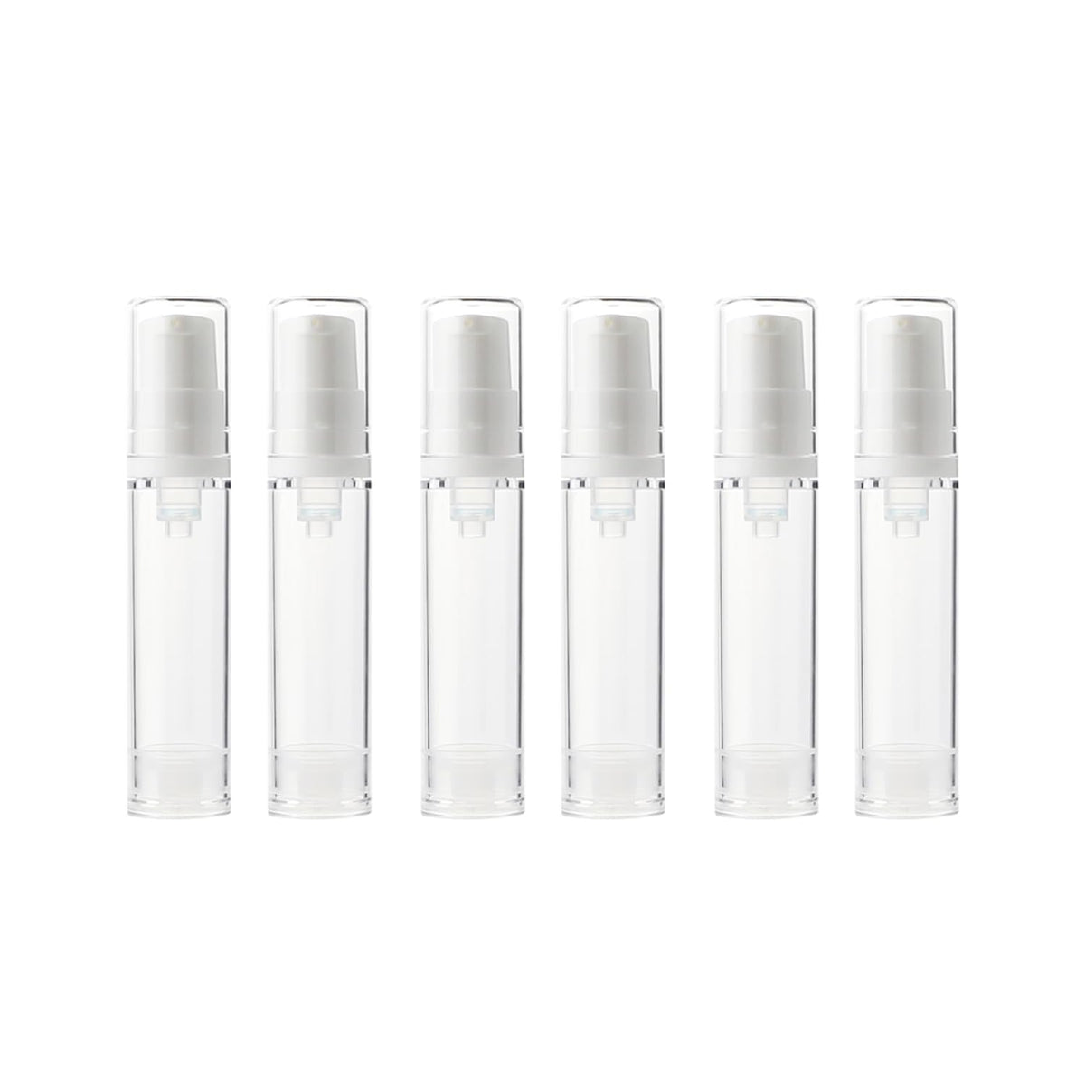 6 Pack 0.34 oz Plastic Empty Airless Pump Bottles Travel Size Refillable Leakproof Containers for Skincare Cosmetics Toiletries TSA Approved‌