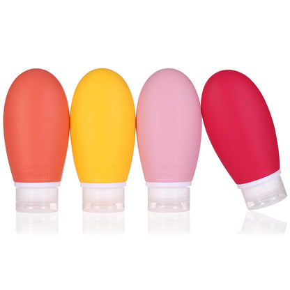 LIYUABU Leak Proof Silicone Travel Bottles,4 Pack 2oz Liquid Squeezable Refillable Portable Accessories/Cosmetic Containers,BPA Free,Travel Size Bottles for Toiletries Shampoo Conditioner Lotion