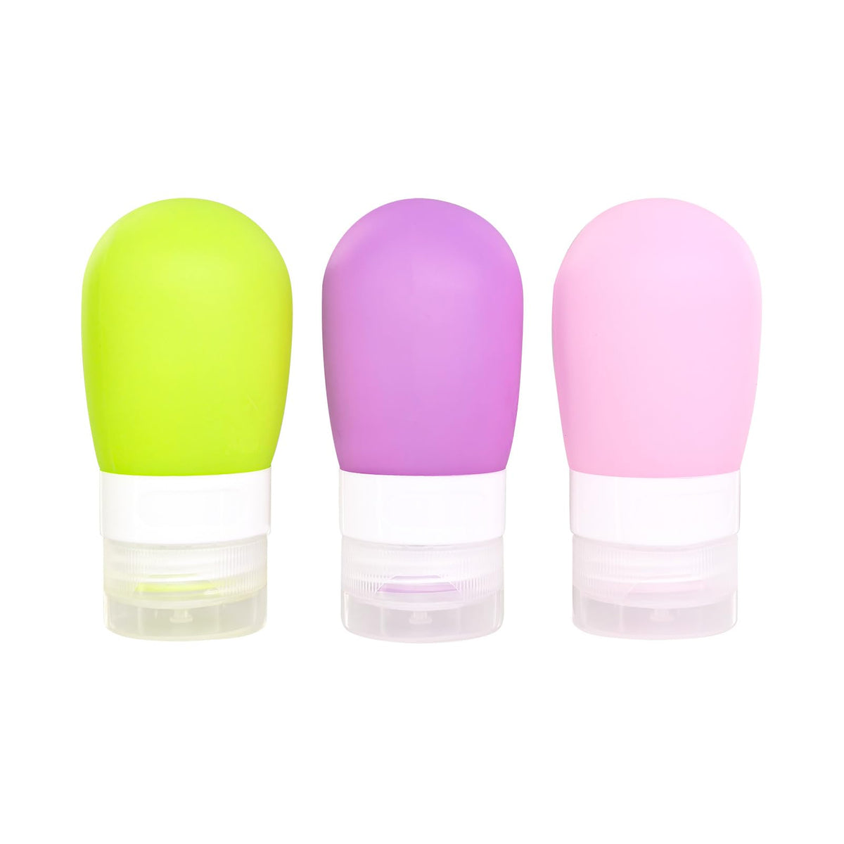 Mziart Travel Bottles for Toiletries, TSA Approved 2oz Silicone Travel Size Containers, 3 Pack Leak-Proof Squeezable Refillable Shampoo and Conditioner Bottles (Pink, Purple, Green)