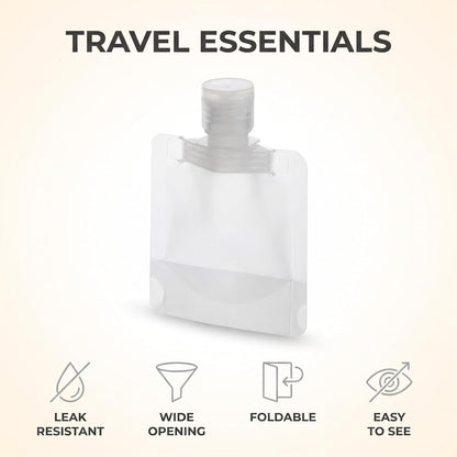 10Pcs 30ml Transparent Portable Fluid Packing Bags, New Travel Size Refillable Empty Squeeze Pouch, Premium Travel Pouches for Toiletry, Shampoo Shower Gel Squeezable Bags, Refillable Containers