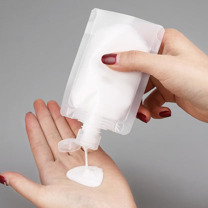 Jinshining 10Pcs Transparent Travel Fluid Pouches - 30ml Refillable Empty Squeeze Bags | Premium Clear Toiletry Containers for Lotion, Shampoo & Shower Gel | Portable Leakproof Travel Essentials