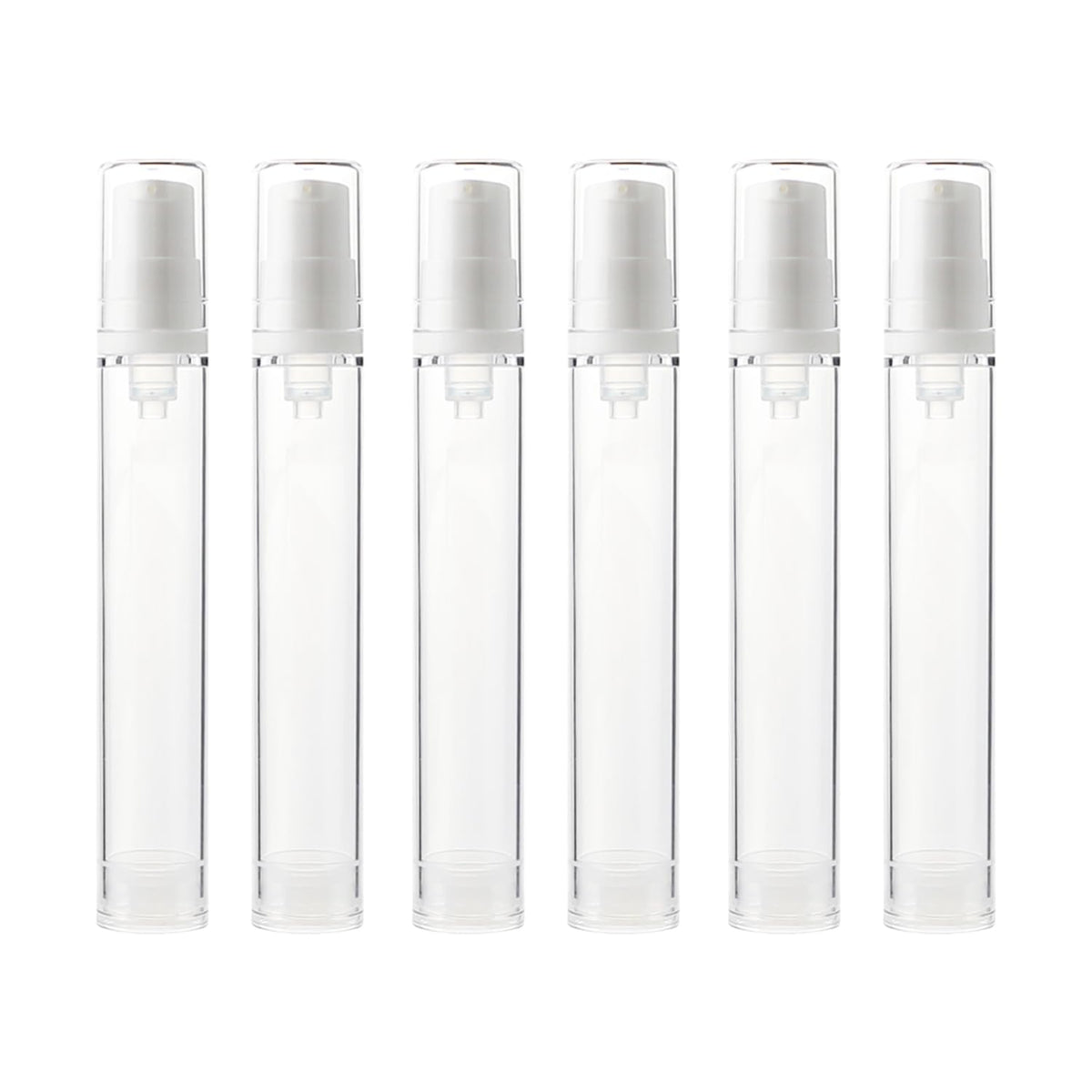 6 Pack 0.34 oz Plastic Empty Airless Pump Bottles Travel Size Refillable Leakproof Containers for Skincare Cosmetics Toiletries TSA Approved‌