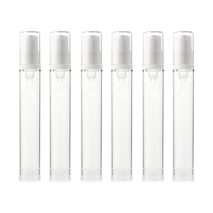 6 Pack 0.34 oz Plastic Empty Airless Pump Bottles Travel Size Refillable Leakproof Containers for Skincare Cosmetics Toiletries TSA Approved‌