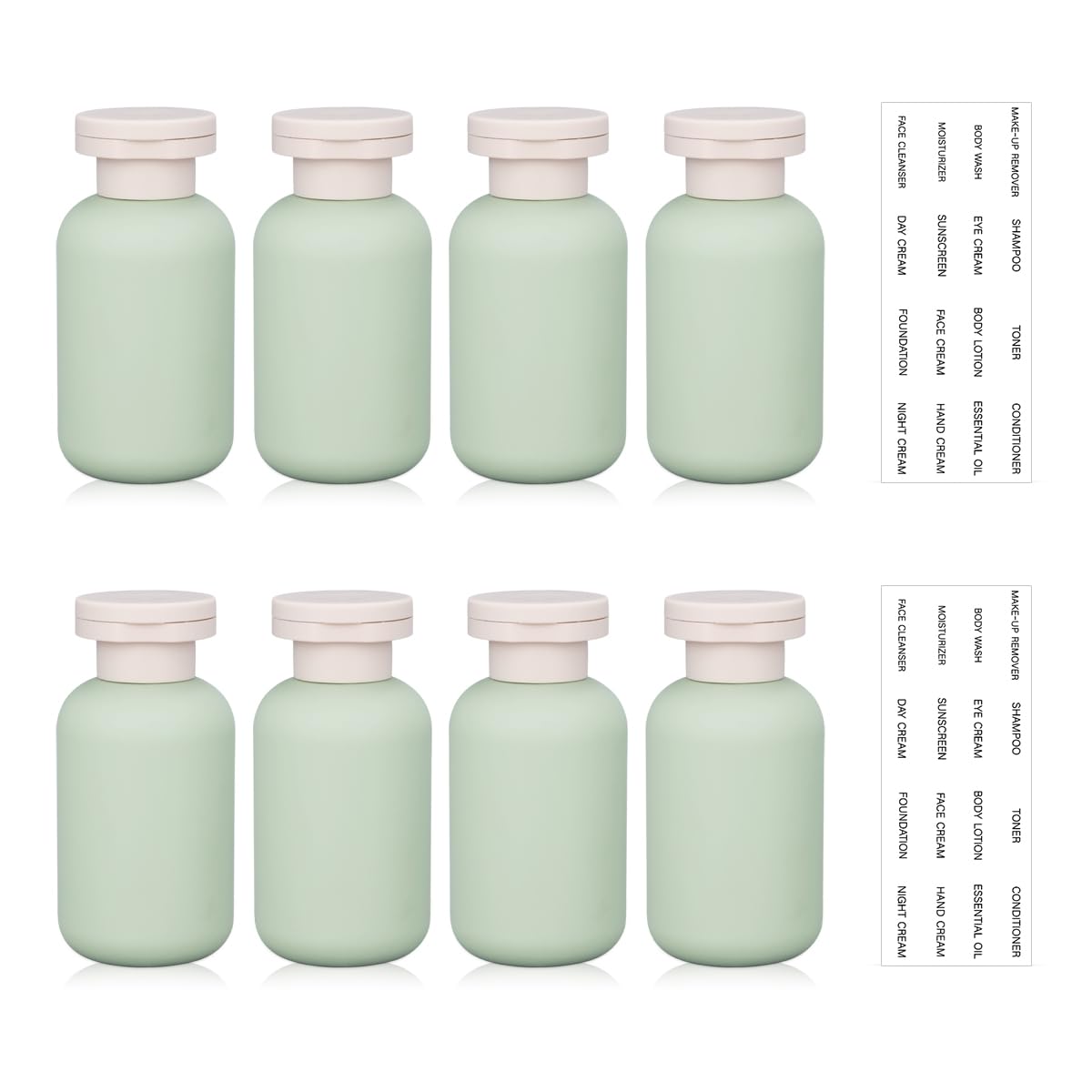 8.8 oz Plastic Travel Shampoo Bottles, Refillable Flip Cap Squeeze Bottles for Toiletries, Large Leakage-proof Travel Shampoo and Conditioner Container (Blue and Green)