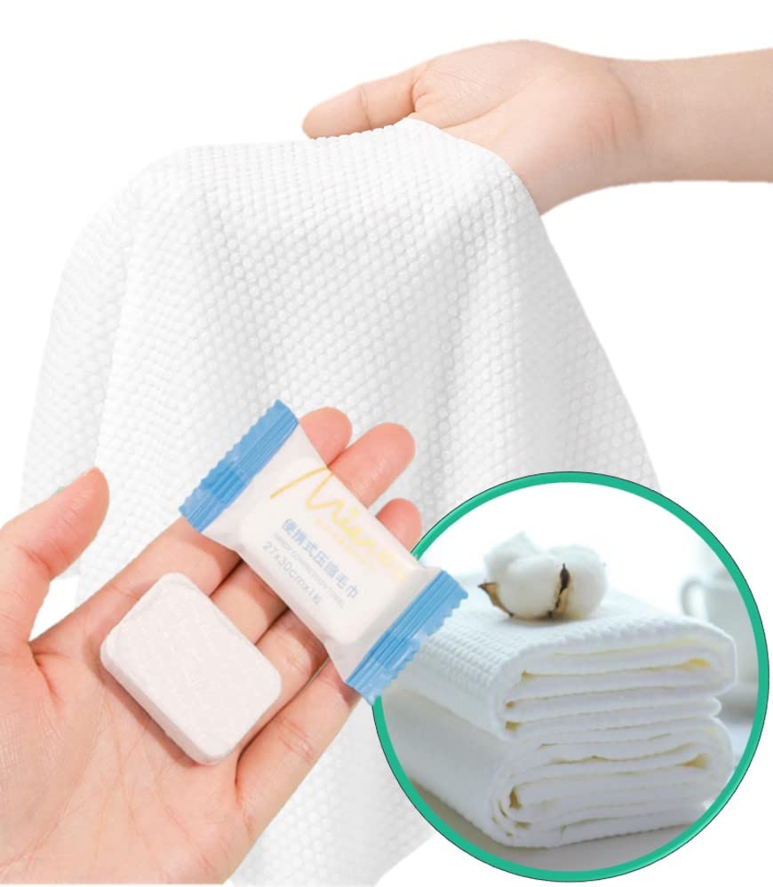 QUALIALL Premium Extra Large and Thick (23.6" X 11.8") Pure Cotton Disposable Washcloths, Portable Travel Towels Wash Cloth for Camping Hiking Backpacking or Traveling