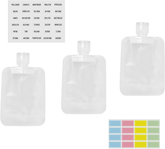 6 PcsTravel Containers for Toiletries,with Labels, Transparent,3.15*4.3in