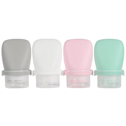1oz Silicone Travel Bottles for Toiletries (4-Pack), TSA Approved Leakproof Toiletry Bottles with Locking Lid, Refillable Travel Size Containers for Shampoo, Body Wash, Camping & Trips (Green Pink)