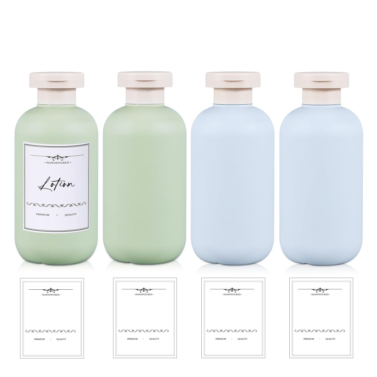 8.8 oz Plastic Travel Shampoo Bottles, Refillable Flip Cap Squeeze Bottles for Toiletries, Large Leakage-proof Travel Shampoo and Conditioner Container (Blue and Green)