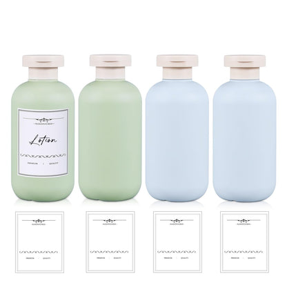8.8 oz Plastic Travel Shampoo Bottles, Refillable Flip Cap Squeeze Bottles for Toiletries, Large Leakage-proof Travel Shampoo and Conditioner Container (Blue and Green)
