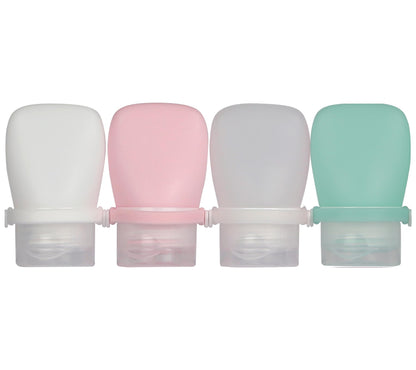 1oz Travel Bottles for Toiletries, Silicone Leak-Proof TSA Approved Travel Size Containers (4-Pack) - Reusable Refillable Bottles for Shampoo, Body Wash, Lotion