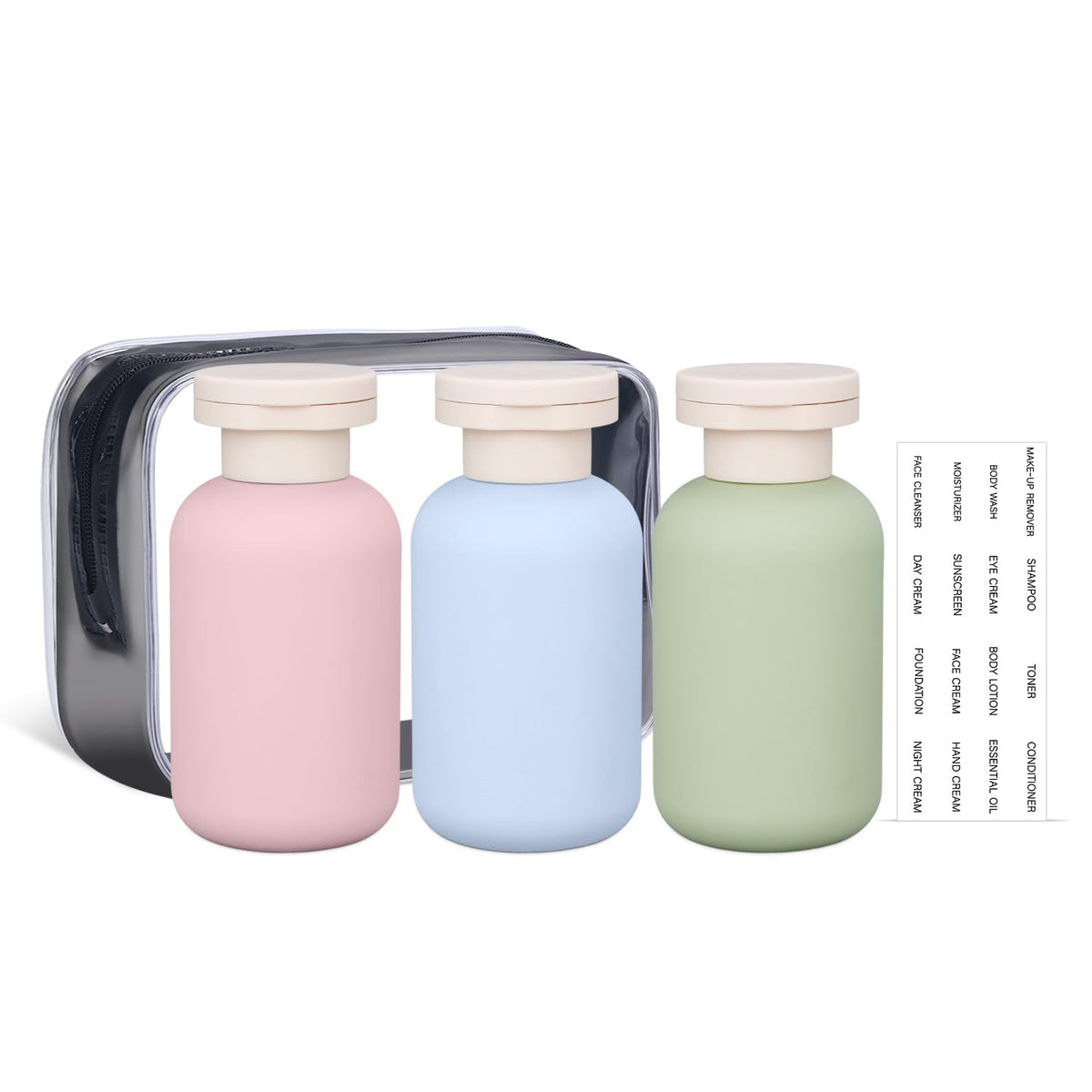 ASEVAT Leak Proof Travel Bottle with Flip Cap, Shampoo and Conditioner Bottle Set, Refillable Containers for Lotion, Cream Shampoo (Green+Blue+Pink, 3.4 Ounces)