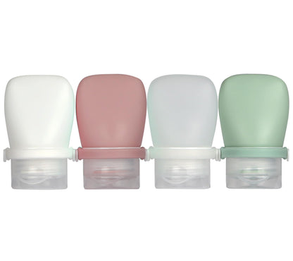 1oz Travel Bottles for Toiletries, Silicone Leak-Proof TSA Approved Travel Size Containers (4-Pack) - Reusable Refillable Bottles for Shampoo, Body Wash, Lotion