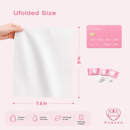 Compressed Towel Tablets, 100 Count Disposable Washcloths for Travel