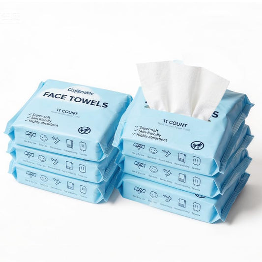 6 Pack Travel Size Disposable Face Towel, Face Towelettes Makeup Remover Dry Wipe Facial Towels 7”x 7.8”