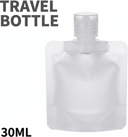 Jinshining 10Pcs Transparent Travel Fluid Pouches - 30ml Refillable Empty Squeeze Bags | Premium Clear Toiletry Containers for Lotion, Shampoo & Shower Gel | Portable Leakproof Travel Essentials