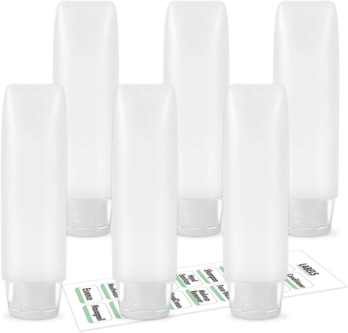 6 Pcs 1 oz Travel Size Toiletries Refillable Travel Bottles, Squeeze Travel Toiletry Bottles with Labels for Toiletry Makeup Travel Containers