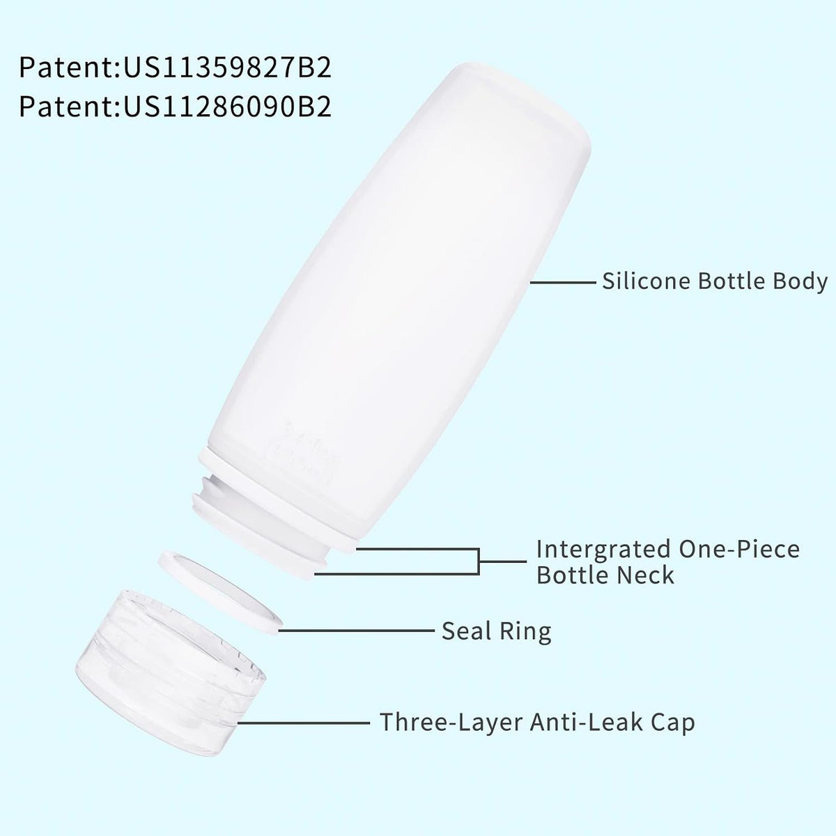 Silicone Travel Bottles for Toiletries TSA Approved Travel Size Containers Set 4 Pack Portable Leak Proof Refillable Cosmetic Squeeze Bottles Shampoo Hair Conditioner Body Lotion Bath Shower Gel