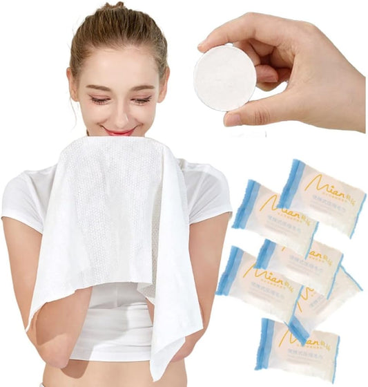 QUALIALL Premium Extra Large and Thick (23.6" X 11.8") Pure Cotton Disposable Washcloths, Portable Travel Towels Wash Cloth for Camping Hiking Backpacking or Traveling