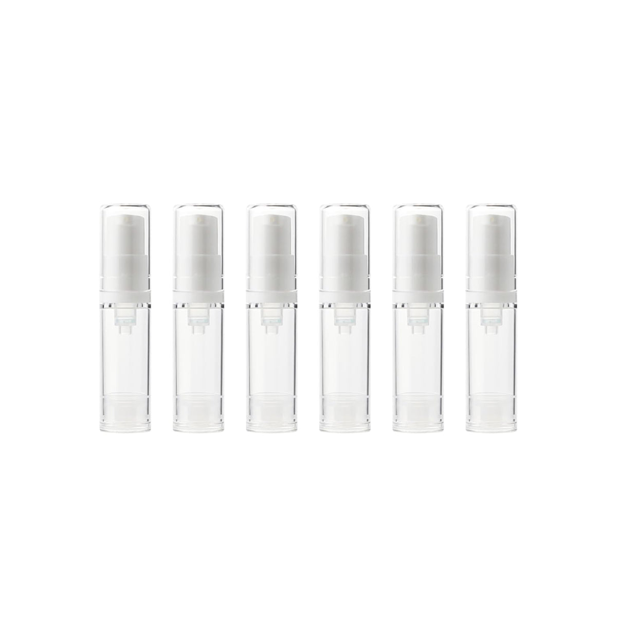 6 Pack 0.34 oz Plastic Empty Airless Pump Bottles Travel Size Refillable Leakproof Containers for Skincare Cosmetics Toiletries TSA Approved‌