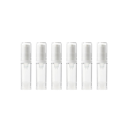 6 Pack 0.34 oz Plastic Empty Airless Pump Bottles Travel Size Refillable Leakproof Containers for Skincare Cosmetics Toiletries TSA Approved‌