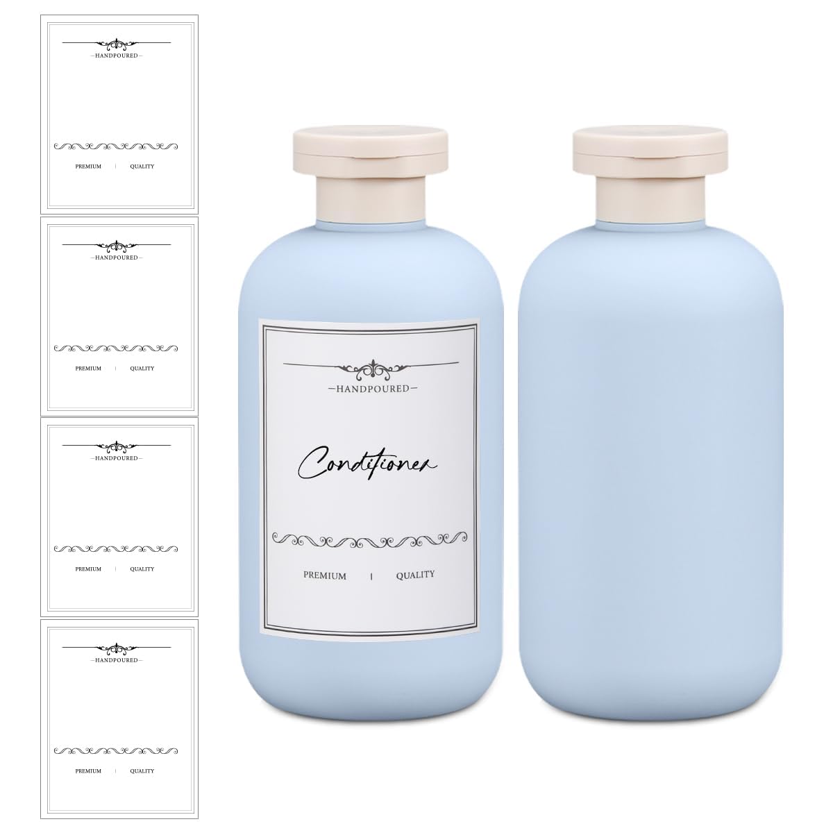 8.8 oz Plastic Travel Shampoo Bottles, Refillable Flip Cap Squeeze Bottles for Toiletries, Large Leakage-proof Travel Shampoo and Conditioner Container (Blue and Green)