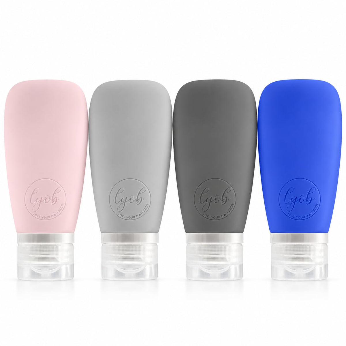 Travel Bottles for Toiletries, TSA Approved 3oz (90ml) Leak Proof Silicone Refillable Squeeze Travel Size Containers BPA Free for Cleansers, Lotions, Shampoo 3-pk (Black-Gray-White)
