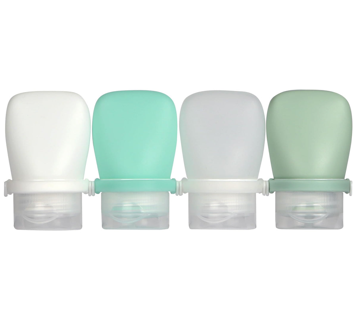 1oz Silicone Travel Bottles for Toiletries (4-Pack), TSA Approved Leakproof Toiletry Bottles with Locking Lid, Refillable Travel Size Containers for Shampoo, Body Wash, Camping & Trips (Green Pink)
