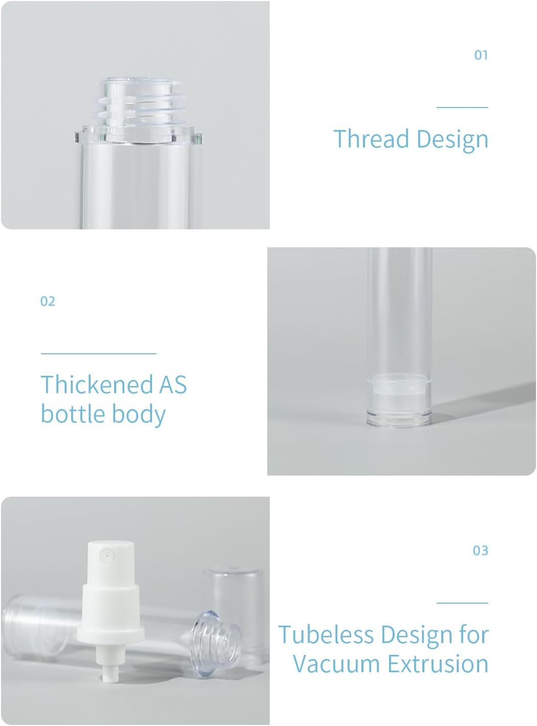 6 Pack 0.34 oz Plastic Empty Airless Pump Bottles Travel Size Refillable Leakproof Containers for Skincare Cosmetics Toiletries TSA Approved‌