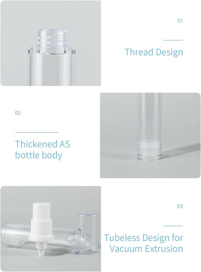 6 Pack 0.34 oz Plastic Empty Airless Pump Bottles Travel Size Refillable Leakproof Containers for Skincare Cosmetics Toiletries TSA Approved‌