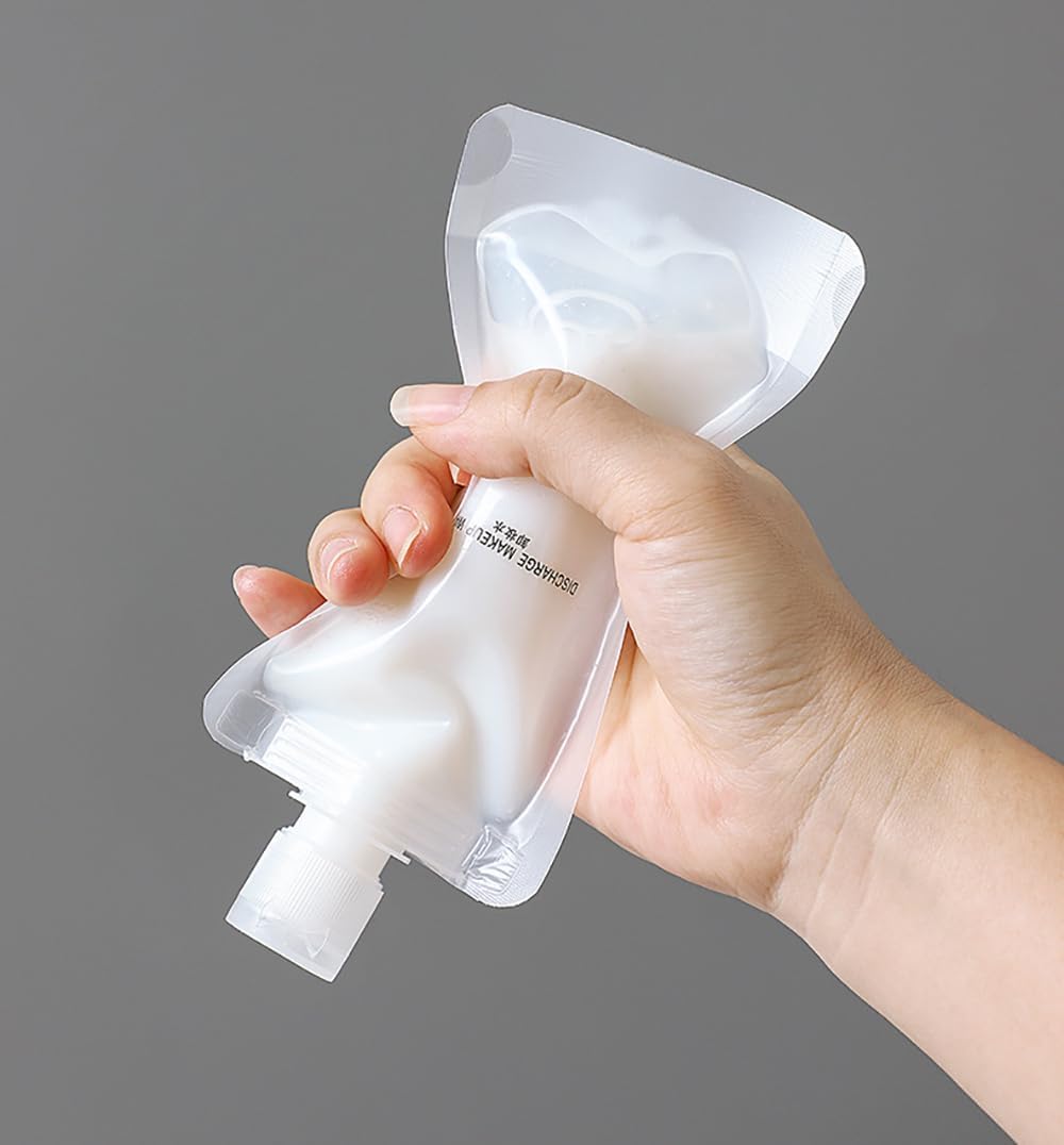 10pcs Travel Pouches for Toiletries, Leak Proof Travel Fluid Makeup Packing Bag, TSA Approved Squeeze Liquid Pouches for Travel, Plastic Pouch for Lotion Shampoo Cream Hand Soap