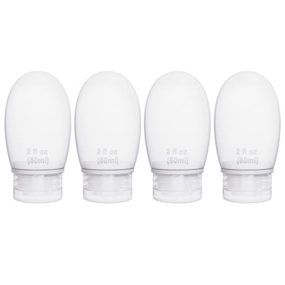 Silicone Travel Bottles for Toiletries TSA Approved Travel Size Containers Set 4 Pack Portable Leak Proof Refillable Cosmetic Squeeze Bottles Shampoo Hair Conditioner Body Lotion Bath Shower Gel