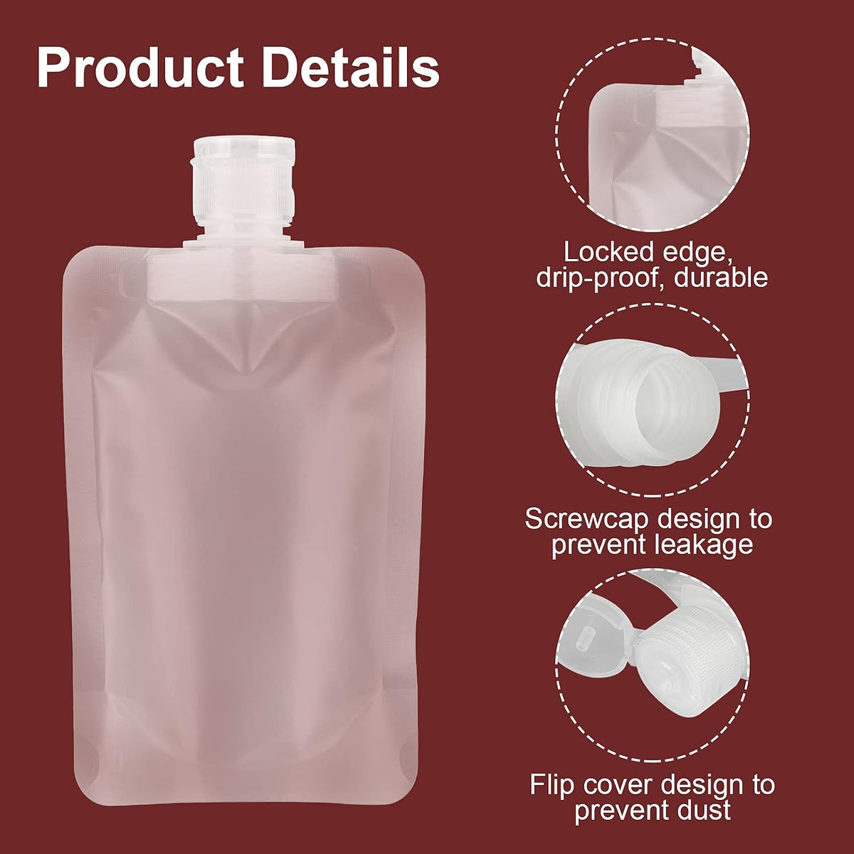 YASUOA 12 Pieces 100ml Leakproof Travel Pouches for toiletries Bulk Travel Size Refillable Squeeze Pouches Containers TSA Approved Empty Stand Up Pouch for Lotion Shampoo Liquids 3.4oz