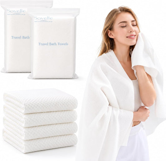 2 Pack (4 Pcs) 27''x54'' Portable Bath Towels for Travel