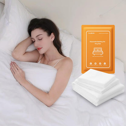 2 Pack Disposable Bed Sheet King Size for Travel Disposable Sheet for Hotel