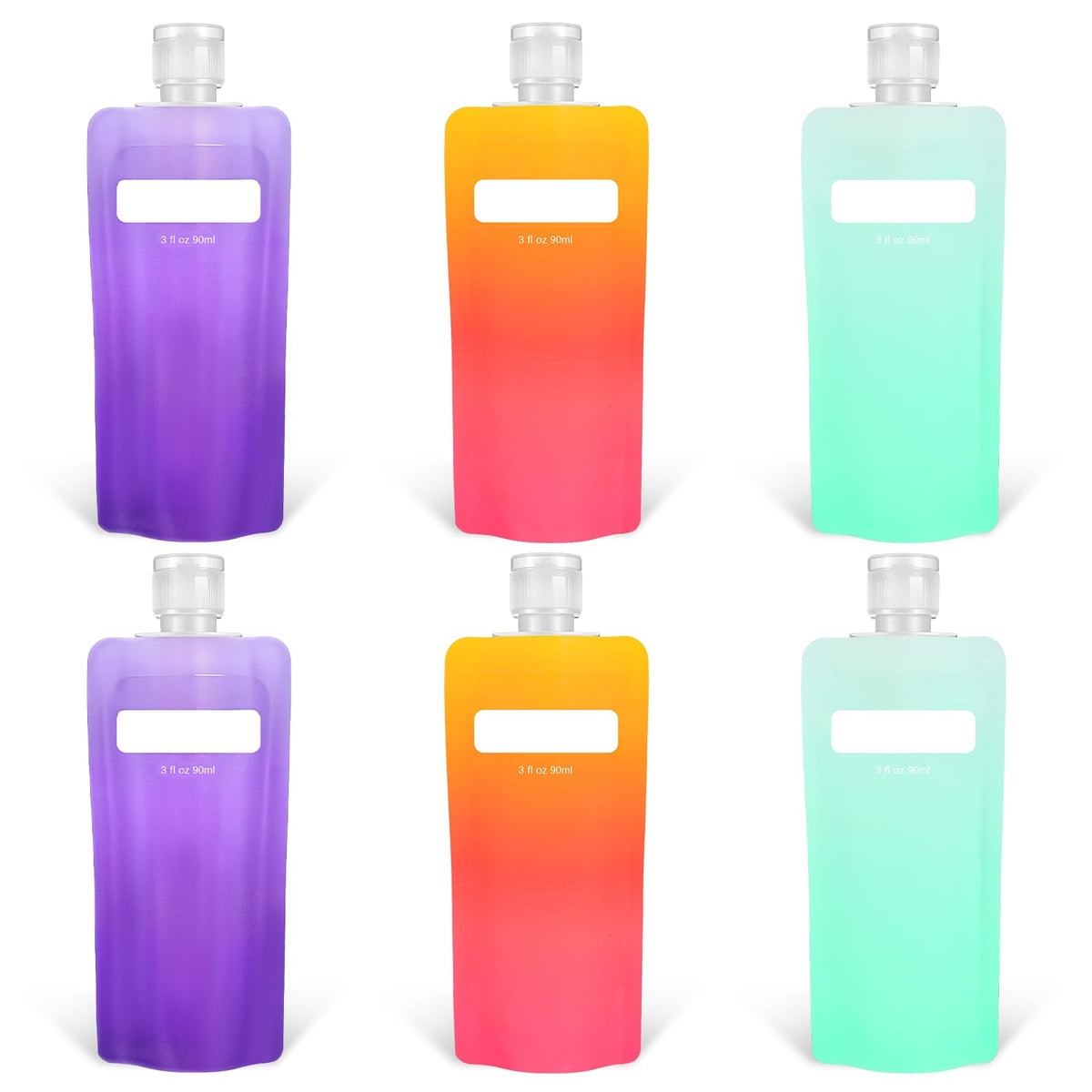 Dimeho 6 Pcs Travel Pouches for Toiletries, 3 oz Travel Size Containers Leak Proof Empty Squeeze Pouches TSA Approved Refillable Travel Bottles for Liquids Shampoo Conditioner Pouch Travel Accessories