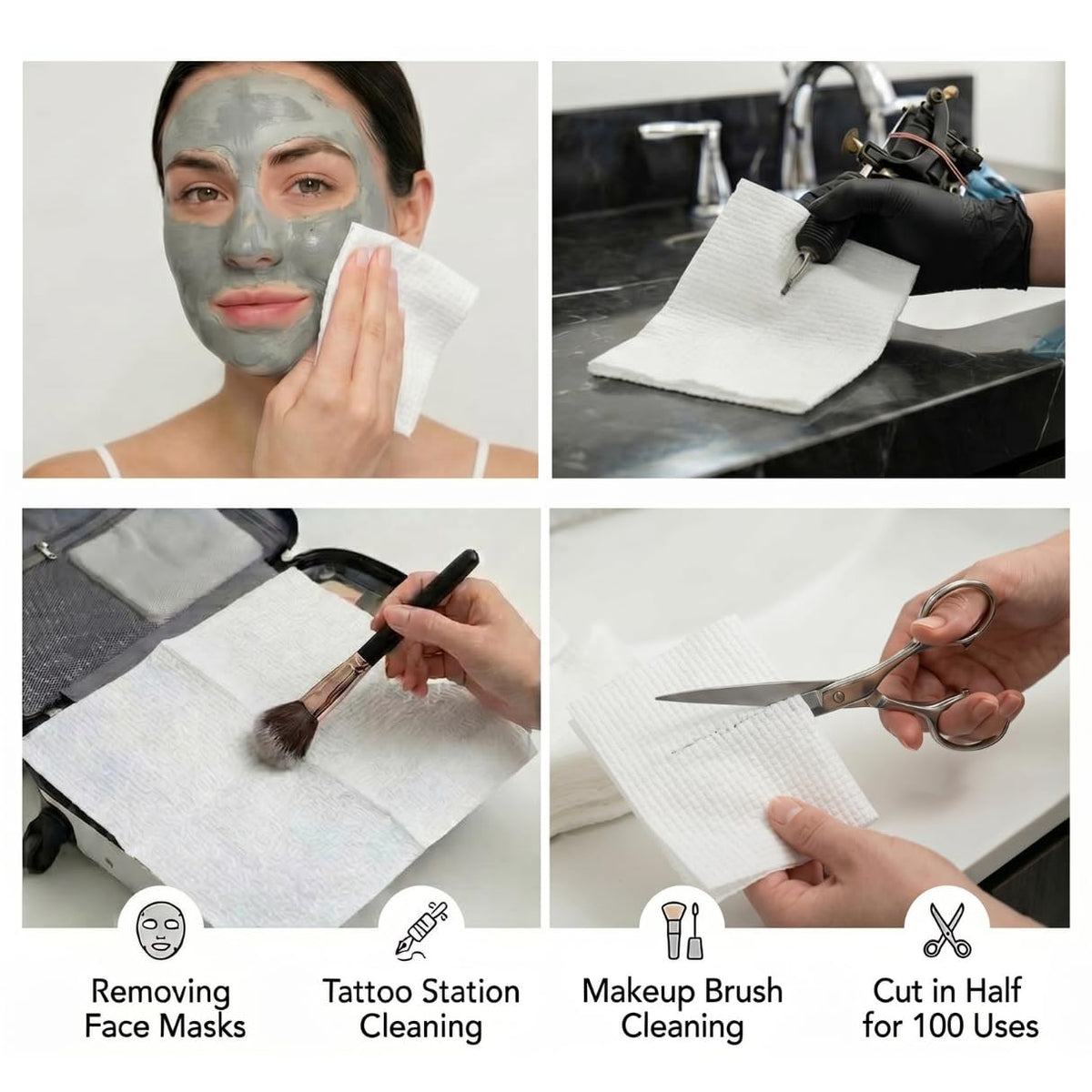 ForPro Pure & Simple XL Facial Towels, 50ct, 10"x11.5", Vegan, Cruelty-Free