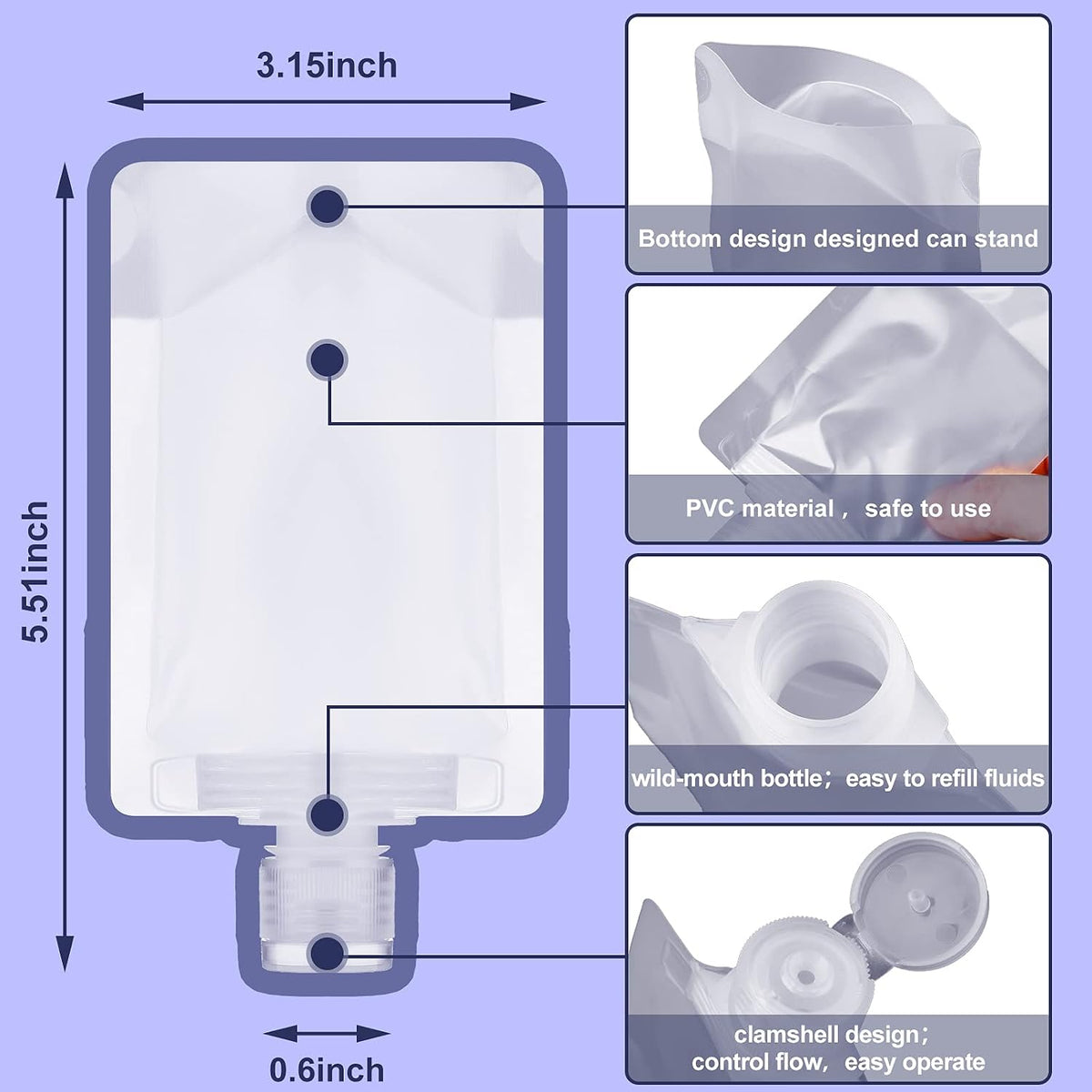 Outus 18 Pcs Travel Pouches for Toiletries, 30/50/100 ml