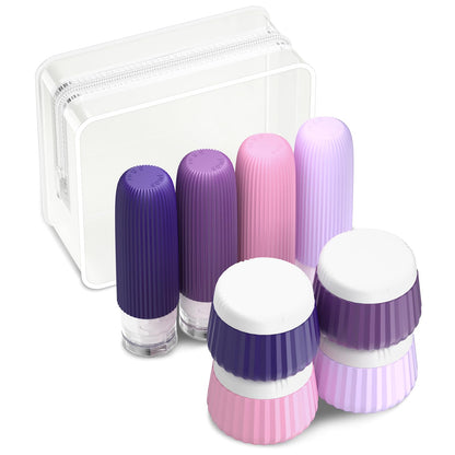 Mrsdry Travel Bottles 8 Pack, TSA Approved 3 oz Travel Containers with Clear Bag, Leak Proof Silicone Squeezable Essentials Jars