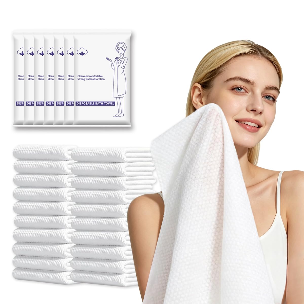 10 Pack Disposable Travel Bath Towels Sheets Extra Large 55"x27.5",Soft Disposable Dry Towel Washcloths Shower Towels for Body Travel Bathroom,Quick Dry Camping Towel Hair Swimming Gym Pet Towels