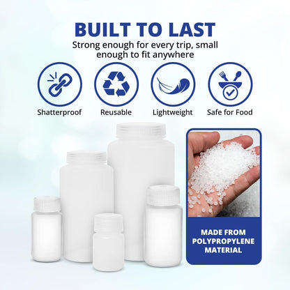 United Scientific™ HDPE Travel Bottles for Toiletries, 90ml (3oz), 6-Pack