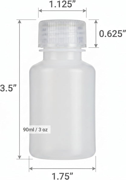 United Scientific™ HDPE Travel Bottles for Toiletries, 90ml (3oz), 6-Pack