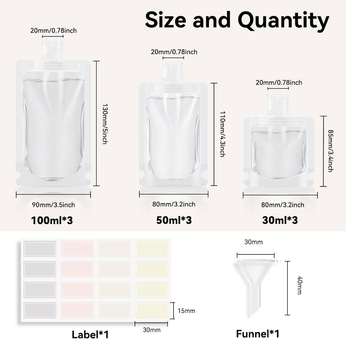 Clear Travel Pouches for Toiletries,9 Pk TSA Leakproof Bottles