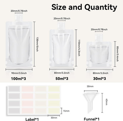Clear Travel Pouches for Toiletries,9 Pk TSA Leakproof Bottles
